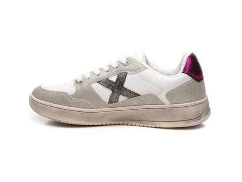 Munich Sneaker Legit 106 Donna Bianca, Argento e Fucsia